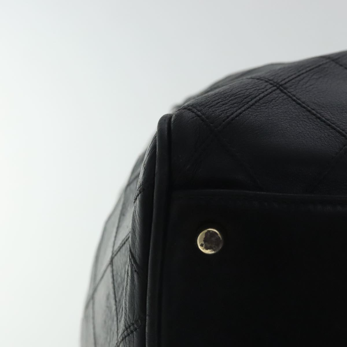 CHANEL Bicolore Boston Bag Leather Black Gold CC 95529