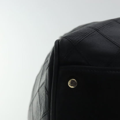 CHANEL Bicolore Boston Bag Leather Black Gold CC 95529