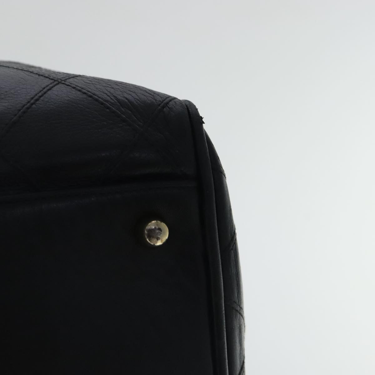 CHANEL Bicolore Boston Bag Leather Black Gold CC 95529