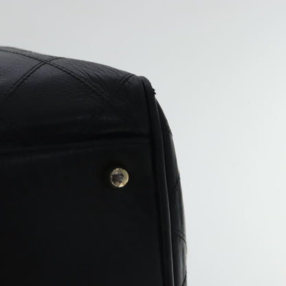 CHANEL Bicolore Boston Bag Leather Black Gold CC 95529