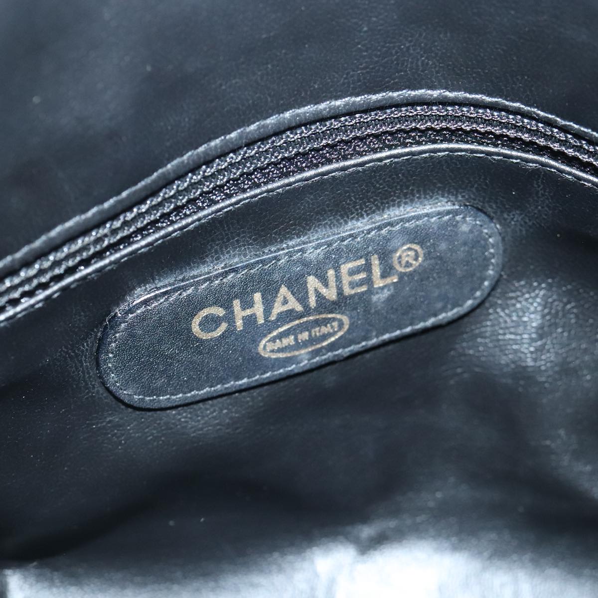 CHANEL Bicolore Boston Bag Leather Black Gold CC 95529