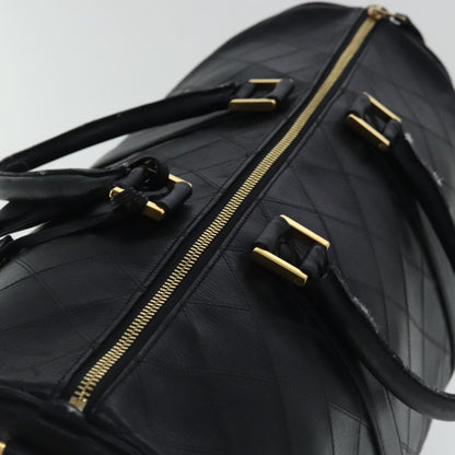 CHANEL Bicolore Boston Bag Leather Black Gold CC 95529