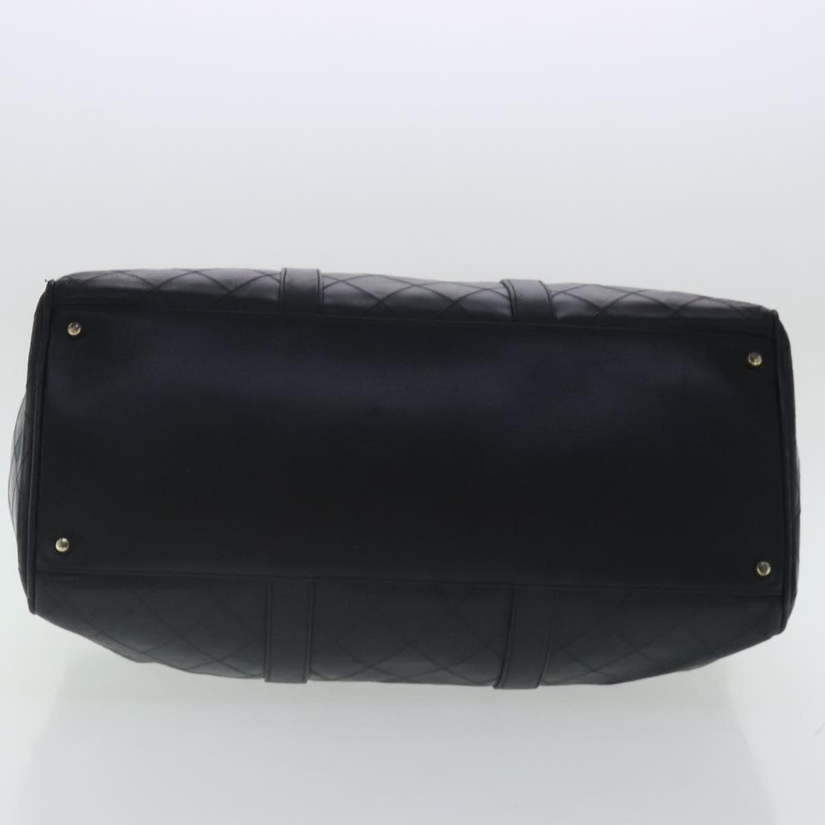 CHANEL Bicolore Boston Bag Leather Black Gold CC 95529