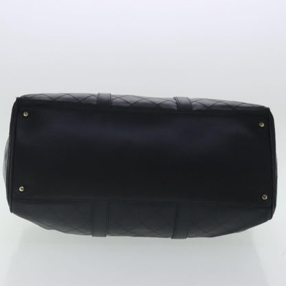 CHANEL Bicolore Boston Bag Leather Black Gold CC 95529
