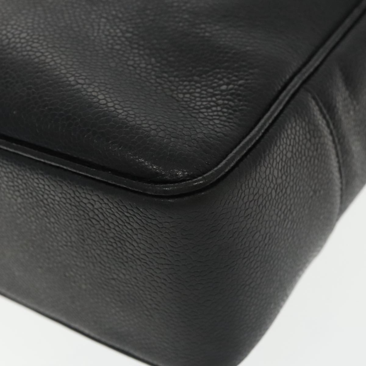 CHANEL COCO Mark Tote Bag Caviar Skin Black Gold CC 95534