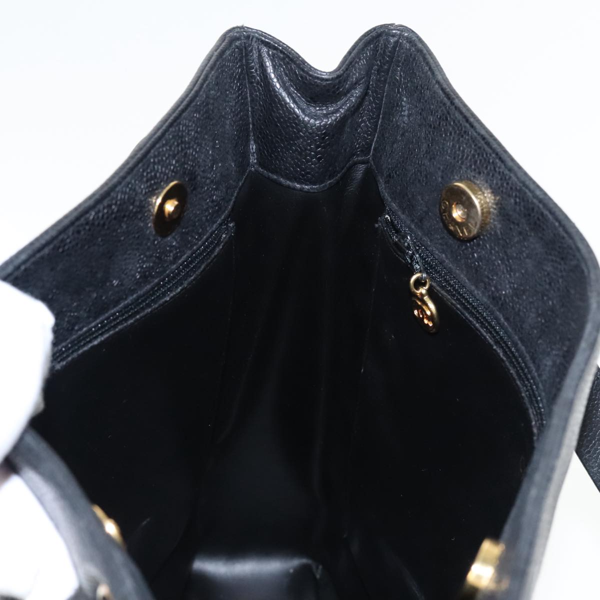 CHANEL COCO Mark Tote Bag Caviar Skin Black Gold CC 95534