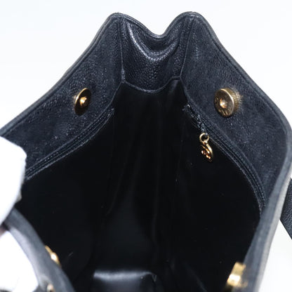 CHANEL COCO Mark Tote Bag Caviar Skin Black Gold CC 95534