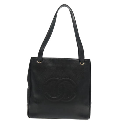 CHANEL COCO Mark Tote Bag Caviar Skin Black Gold CC 95534