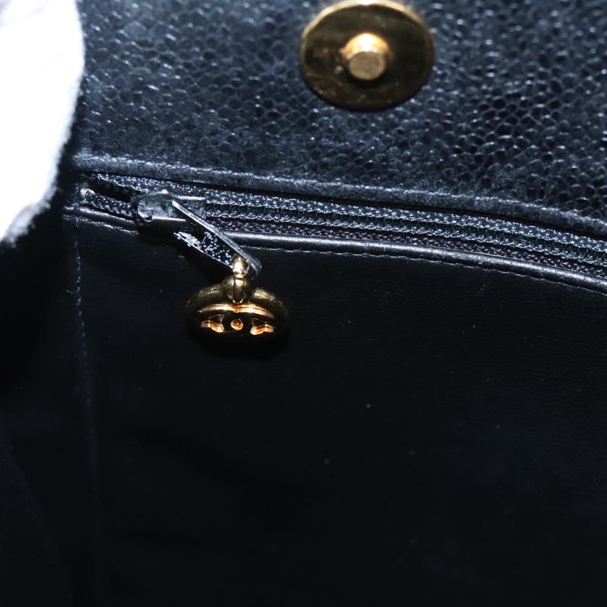 CHANEL COCO Mark Tote Bag Caviar Skin Black Gold CC 95534