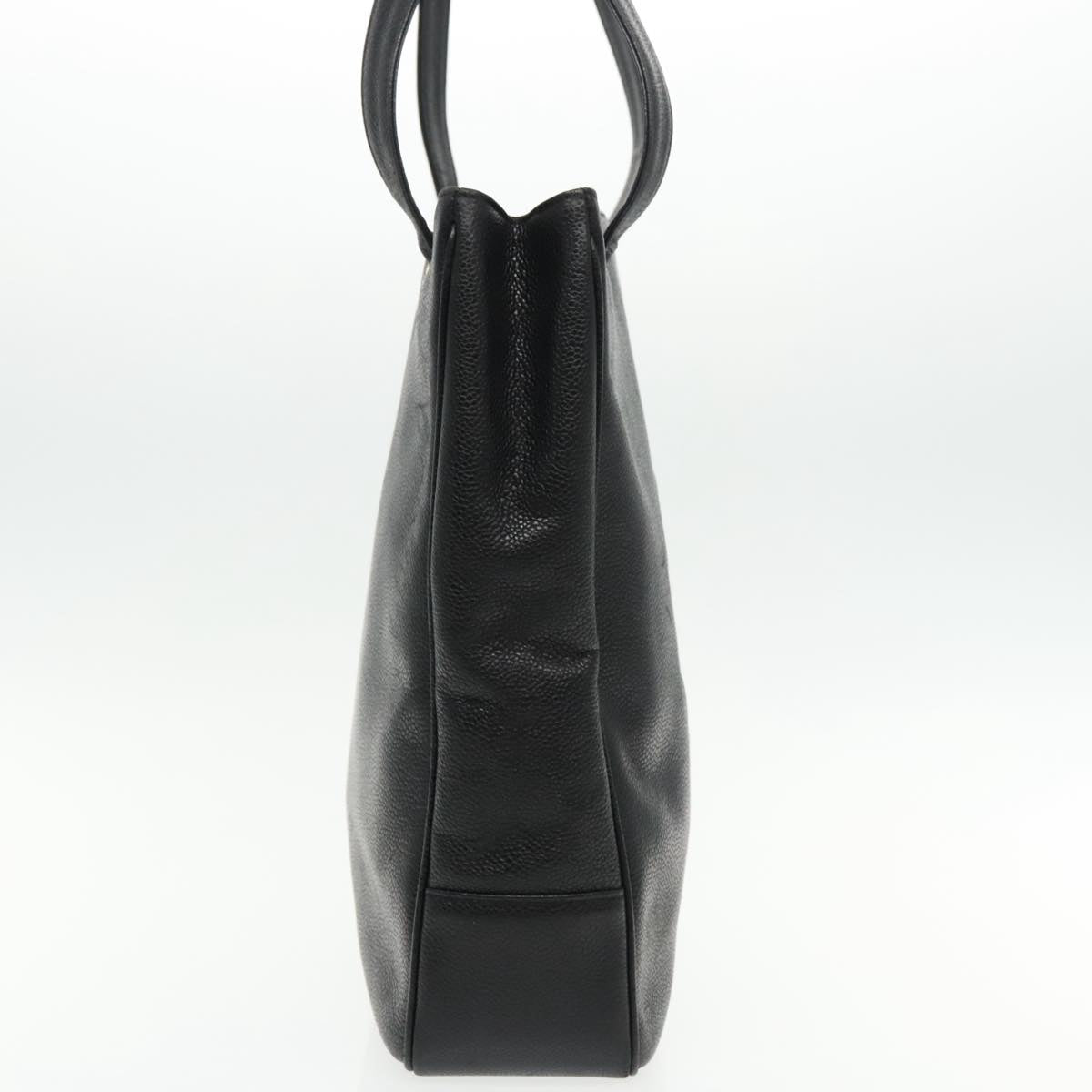 CHANEL COCO Mark Tote Bag Caviar Skin Black Gold CC 95534