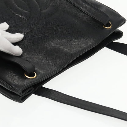CHANEL COCO Mark Tote Bag Caviar Skin Black Gold CC 95534