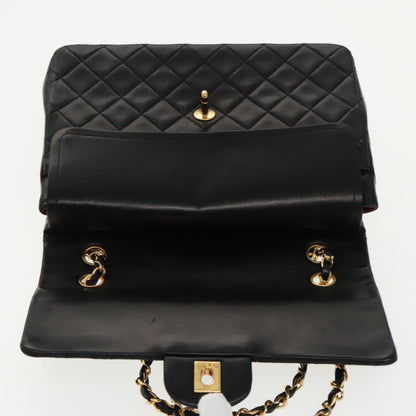 CHANEL Matelasse Chain Hand Bag Lamb Skin Black Gold CC 95715A