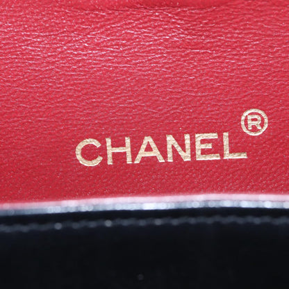 CHANEL Matelasse Chain Hand Bag Lamb Skin Black Gold CC 95715A