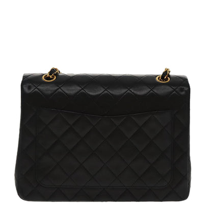 CHANEL Matelasse Chain Hand Bag Lamb Skin Black Gold CC 95715A