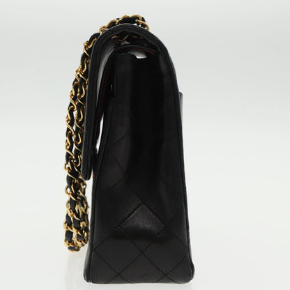 CHANEL Matelasse Chain Hand Bag Lamb Skin Black Gold CC 95715A