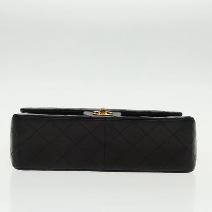 CHANEL Matelasse Chain Hand Bag Lamb Skin Black Gold CC 95715A