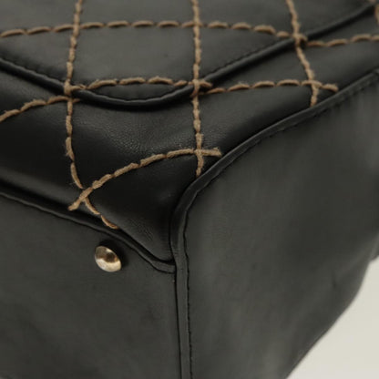 CHANEL Matelasse Wild Stitch Hand Bag Leather Black CC 95716