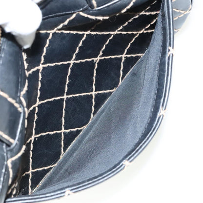 CHANEL Matelasse Wild Stitch Hand Bag Leather Black CC 95716
