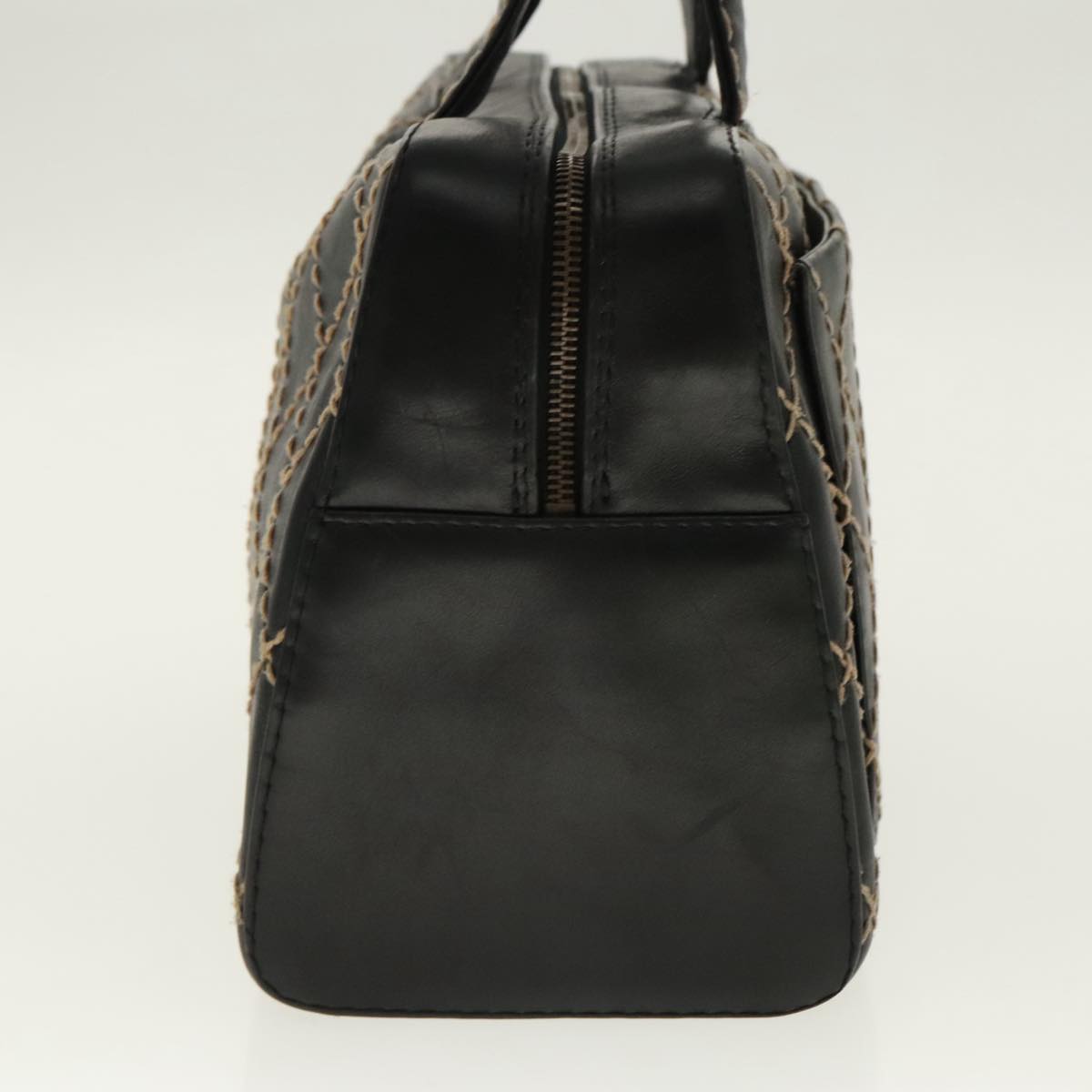 CHANEL Matelasse Wild Stitch Hand Bag Leather Black CC 95716