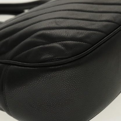CHANEL V Stitch Hand Bag Caviar Skin Black Gold CC 95729