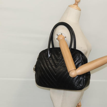 CHANEL V Stitch Hand Bag Caviar Skin Black Gold CC 95729