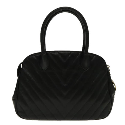 CHANEL V Stitch Hand Bag Caviar Skin Black Gold CC 95729