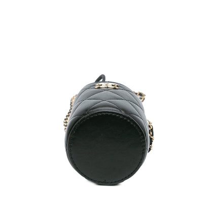 Black Chanel Micro Quilted Lambskin Drawstring Bucket Bag