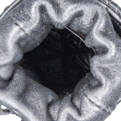 Black Chanel Micro Quilted Lambskin Drawstring Bucket Bag