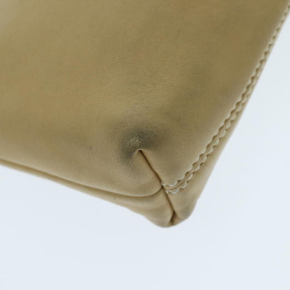 CHANEL Chain Shoulder Pouch Leather Beige Silver CC 96004