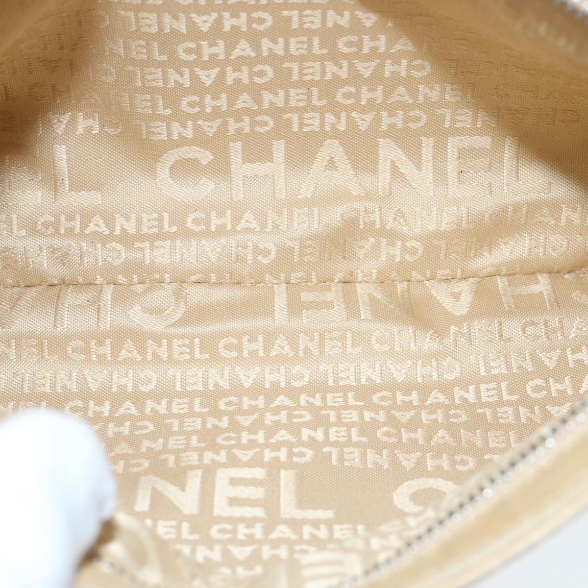 CHANEL Chain Shoulder Pouch Leather Beige Silver CC 96004