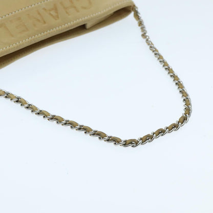 CHANEL Chain Shoulder Pouch Leather Beige Silver CC 96004
