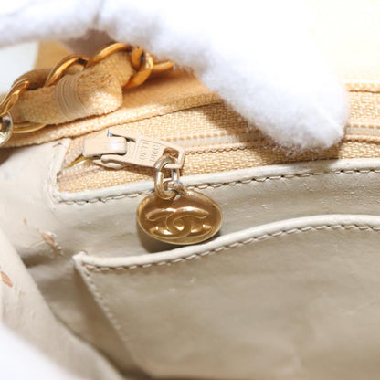 CHANEL Matelasse Chain Shoulder Bag Canvas Beige Gold CC 96216