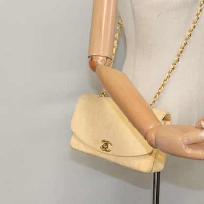 CHANEL Matelasse Chain Shoulder Bag Canvas Beige Gold CC 96216