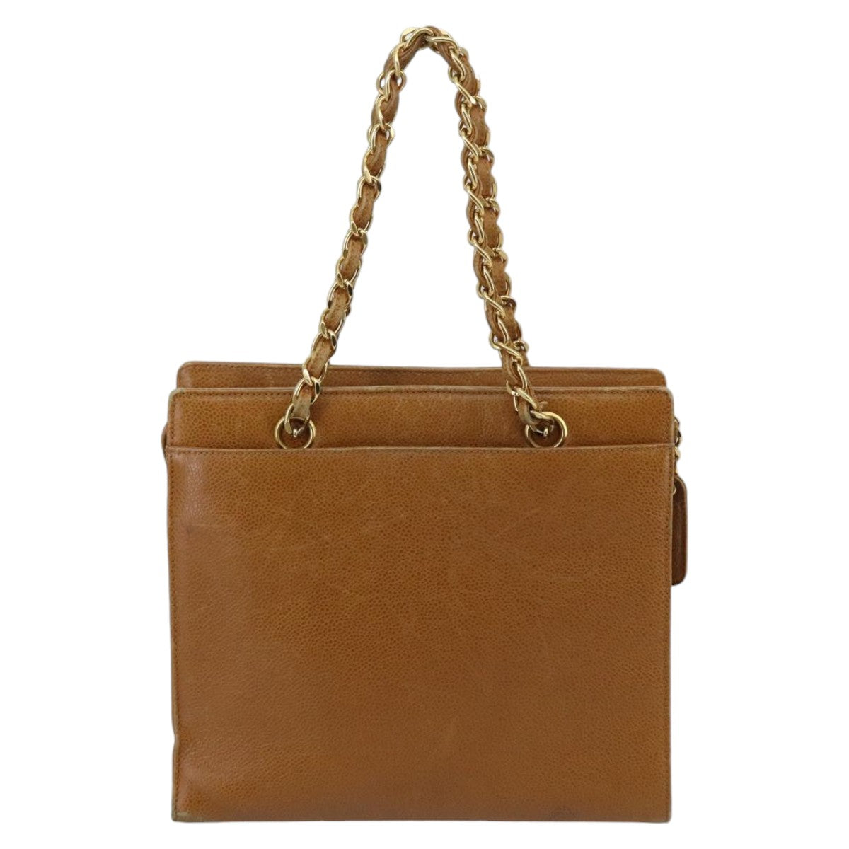 CHANEL Chain Shoulder Bag Caviar Skin Brown Gold CC 96239