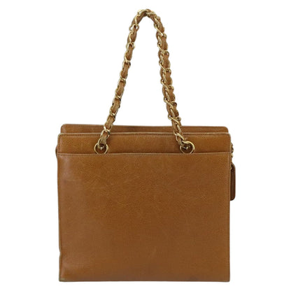 CHANEL Chain Shoulder Bag Caviar Skin Brown Gold CC 96239