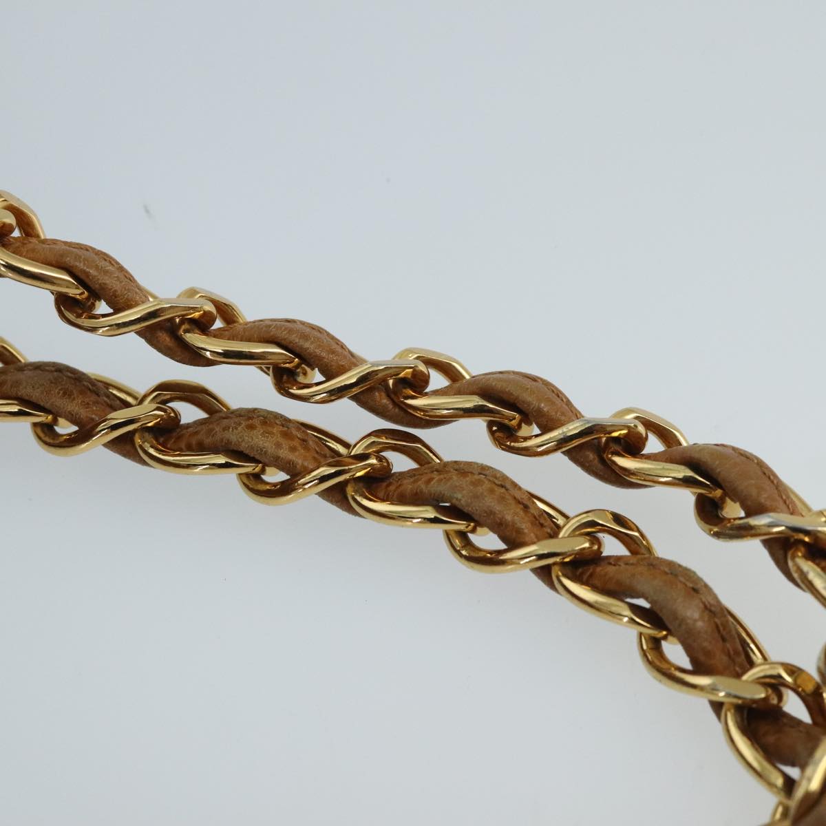 CHANEL Chain Shoulder Bag Caviar Skin Brown Gold CC 96239