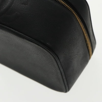 CHANEL Vanity COCO Mark Pouch Caviar Skin Black Gold CC 96508