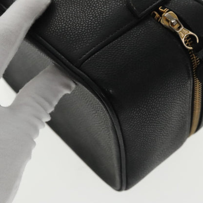 CHANEL Vanity COCO Mark Pouch Caviar Skin Black Gold CC 96508