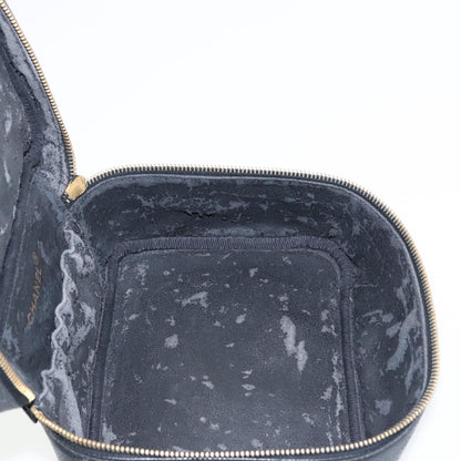 CHANEL Vanity COCO Mark Pouch Caviar Skin Black Gold CC 96508