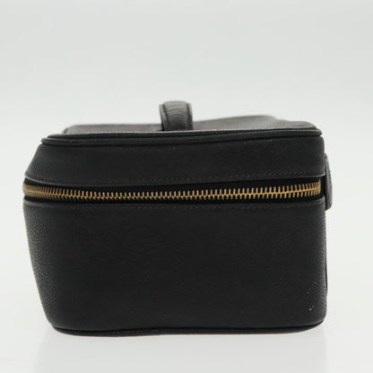 CHANEL Vanity COCO Mark Pouch Caviar Skin Black Gold CC 96508