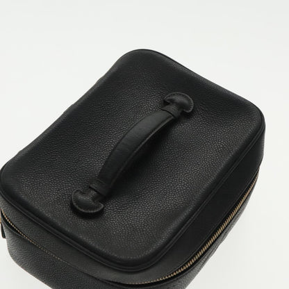 CHANEL Vanity COCO Mark Pouch Caviar Skin Black Gold CC 96508