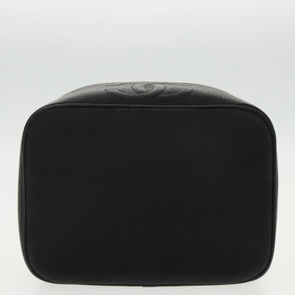 CHANEL Vanity COCO Mark Pouch Caviar Skin Black Gold CC 96508
