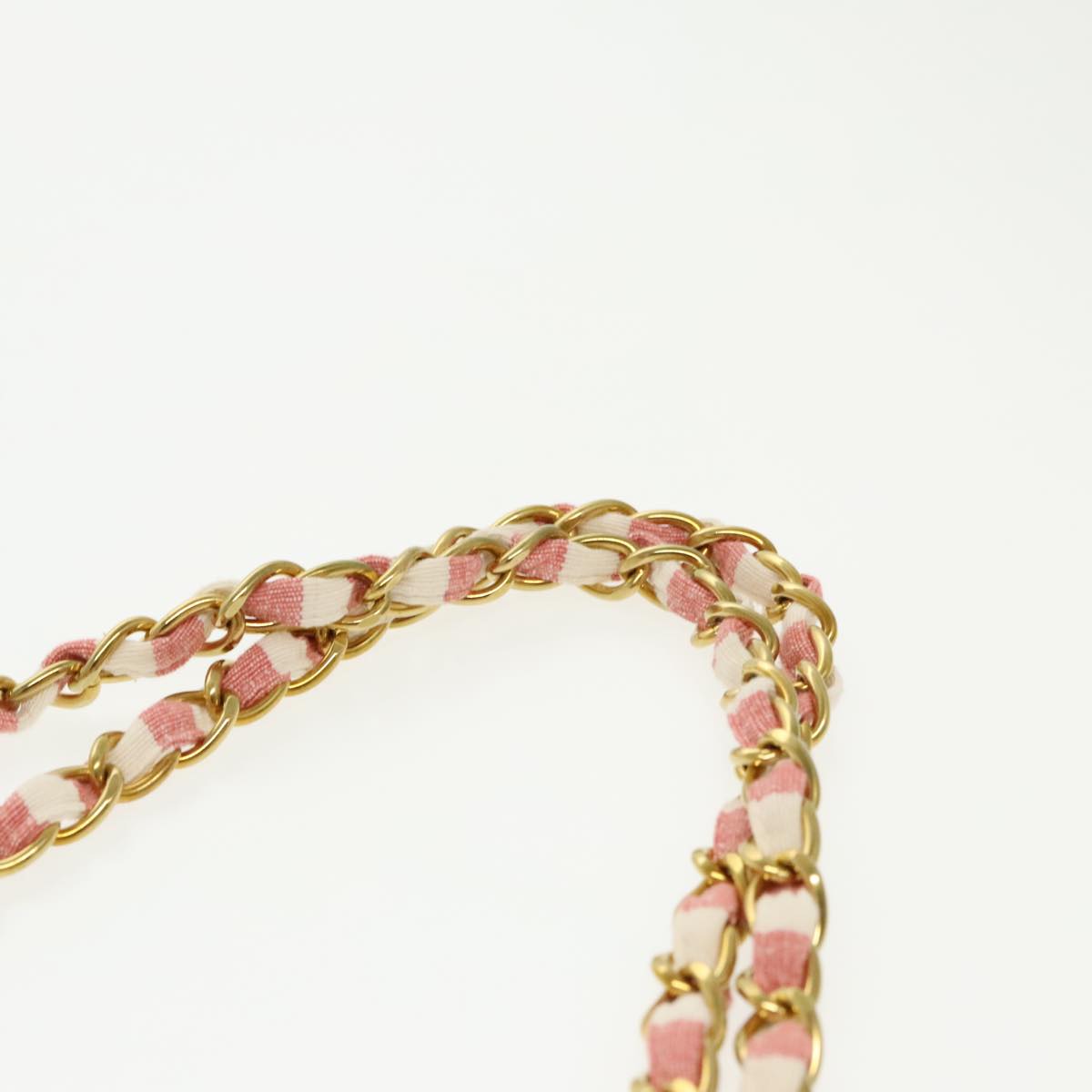CHANEL Matelasse Chain Shoulder Bag Canvas Gold Pink CC 96691S