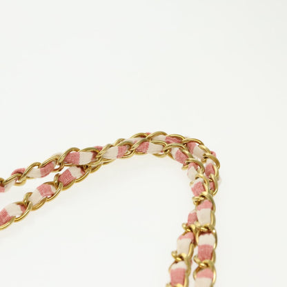 CHANEL Matelasse Chain Shoulder Bag Canvas Gold Pink CC 96691S