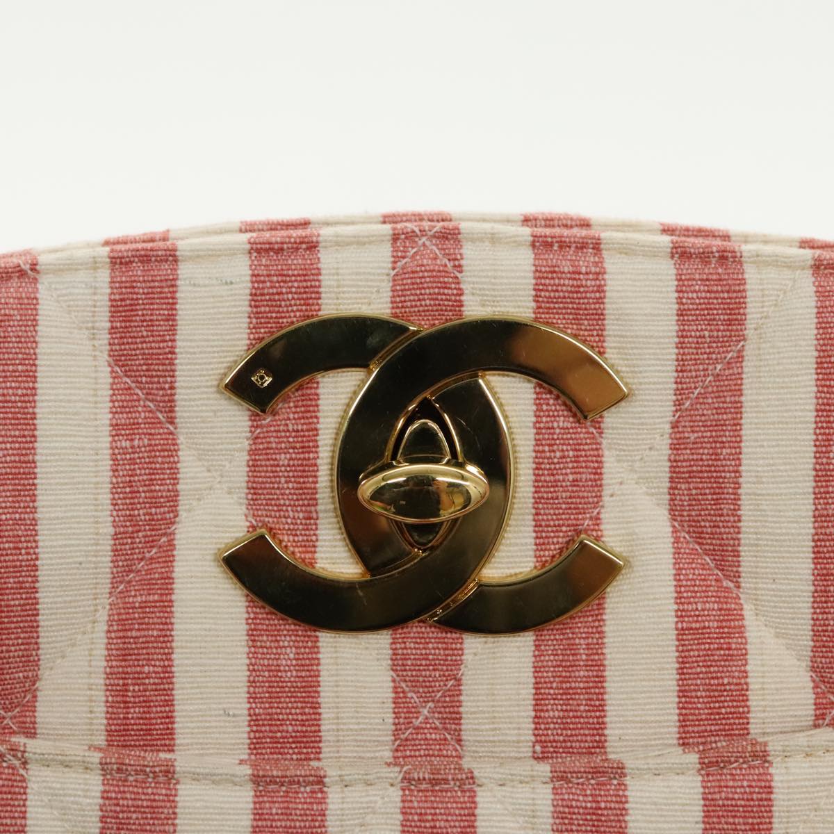 CHANEL Matelasse Chain Shoulder Bag Canvas Gold Pink CC 96691S