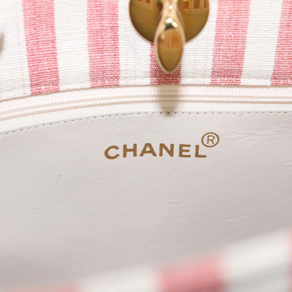 CHANEL Matelasse Chain Shoulder Bag Canvas Gold Pink CC 96691S