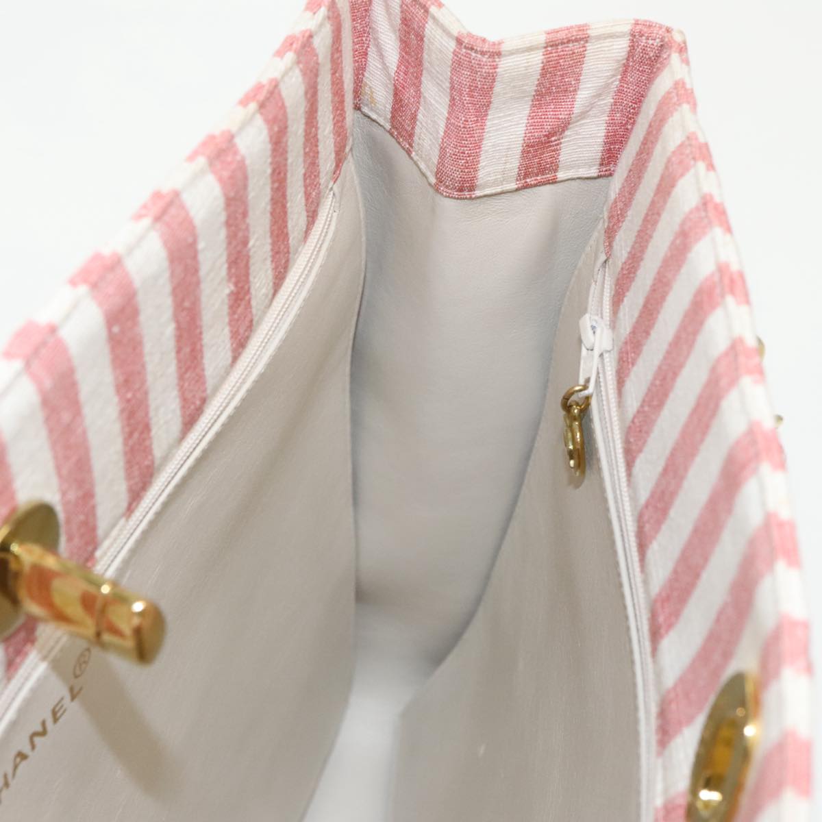 CHANEL Matelasse Chain Shoulder Bag Canvas Gold Pink CC 96691S