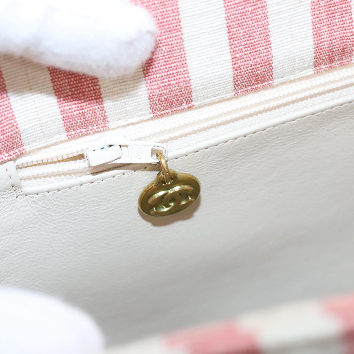 CHANEL Matelasse Chain Shoulder Bag Canvas Gold Pink CC 96691S