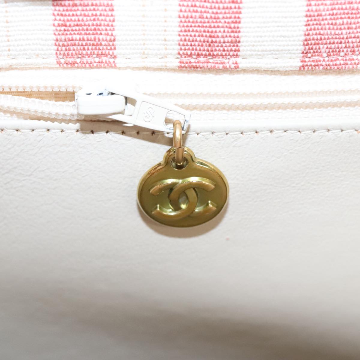CHANEL Matelasse Chain Shoulder Bag Canvas Gold Pink CC 96691S