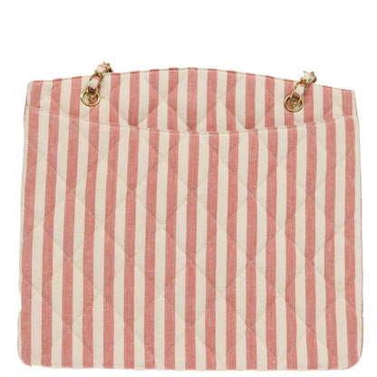 CHANEL Matelasse Chain Shoulder Bag Canvas Gold Pink CC 96691S